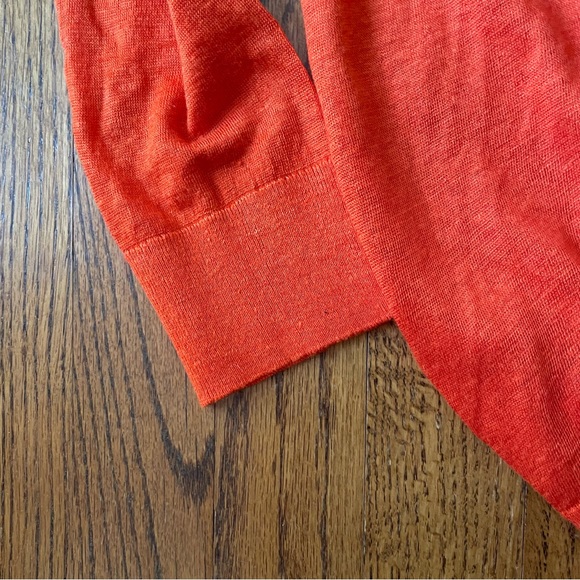 Theory orange coral asymmetrical sweater linen crew neck long sleeve medium - Picture 8 of 13